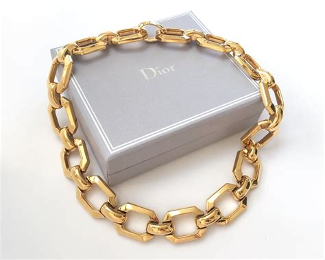 christian dior cuban link necklace|Vintage Christian Dior Chunky Curb Chain Necklace, .